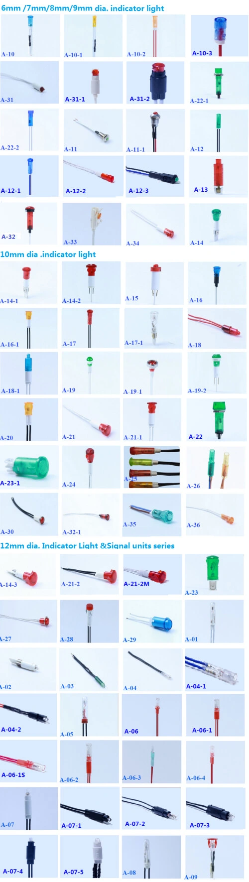 A-06-1 ネオン指示灯 IP65 赤色 LED指示灯 1